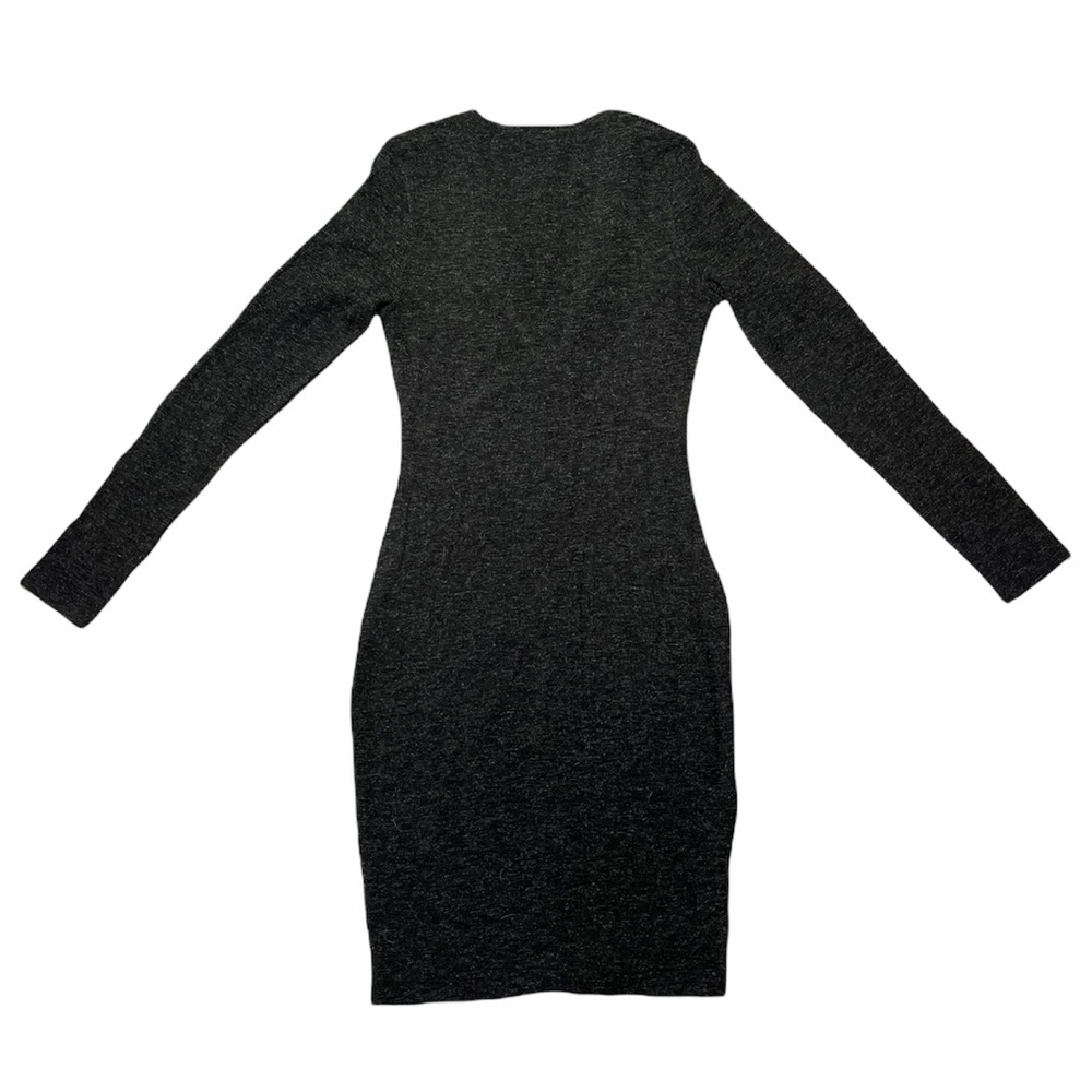 Tobi | Grey Long Sleeve V-Neck Fitted Knit Mini Dress S - Picture 3 of 10